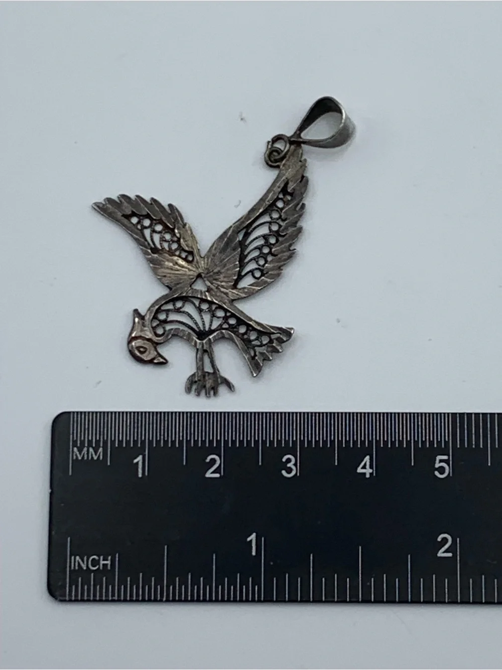 Vintage 925 Sterling Silver Eagle Filigree Pendant Turkey 2.57g